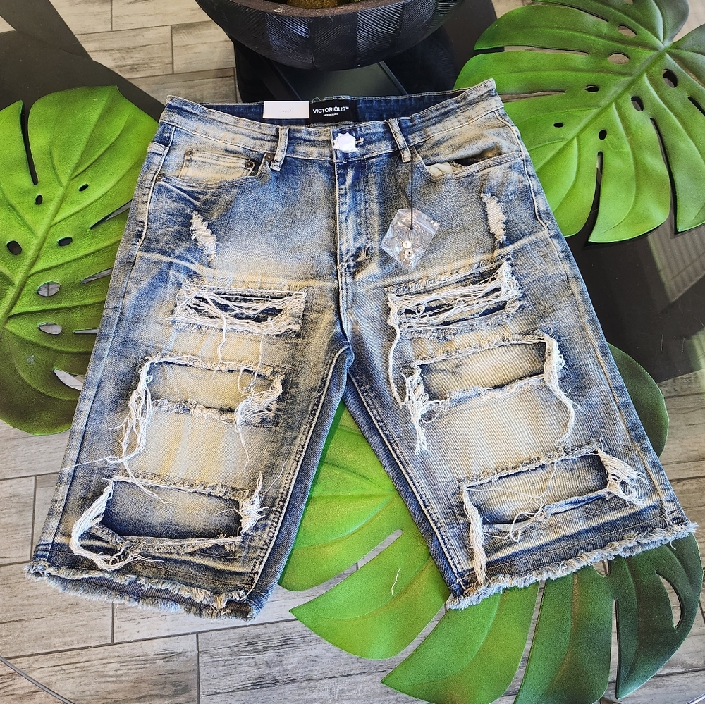 Ripped Repair Sandhill Denim Shorts